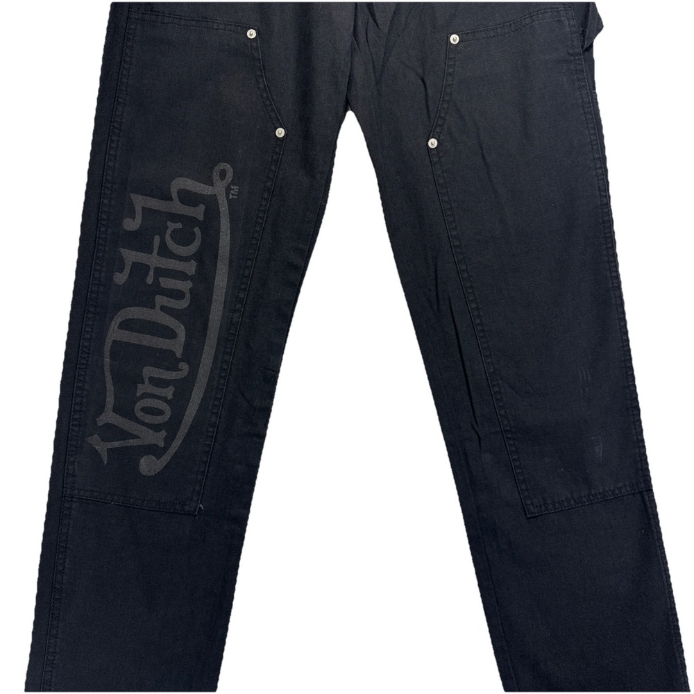 Von Dutch Jeans Mens Sz 30x32 Double Knee Patch Graphic Black Denim -NEW w/ Tag - Picture 5 of 13
